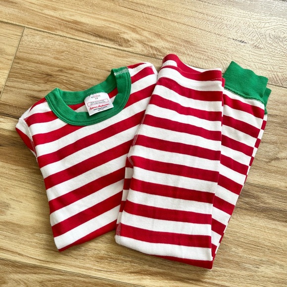[Hanna Andersson] Red and White Striped Long John Pajamas- Size US 5 (110 cm) - Picture 2 of 12